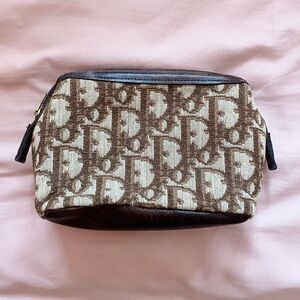 Vintage Christian Dior Trotter Monogram Bag Brown Pouch Mini Purse Coin Make Up